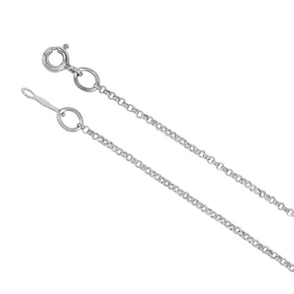 1.5mm, 14k White Gold Solid Rolo Chain Necklace, 20 Inch